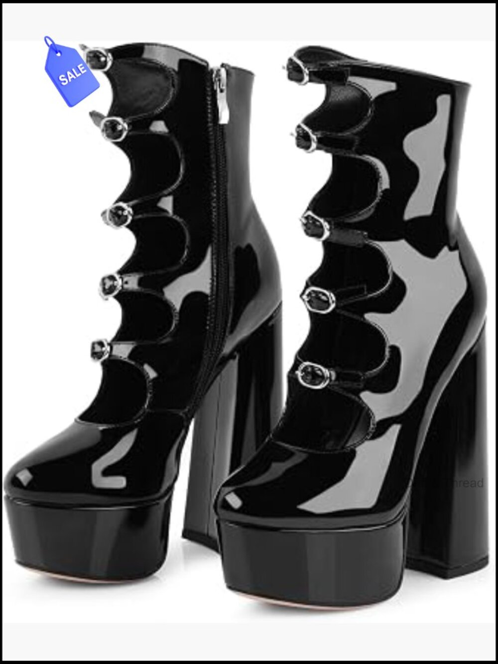 Chunky Platform Goth Boots with Side Zipper, Ankle Bootie